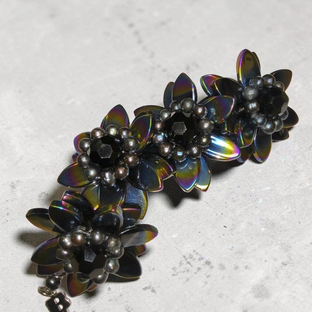 Vintage Butler & Wilson Oversized Floral Statement Bracelet B&W Box 2.5" Flowers